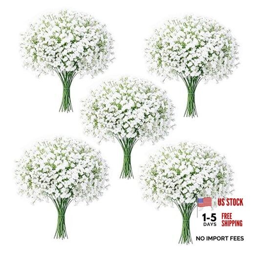 100Pcs Baby’s Breath Artificial Flowers, White Real Touch Gypsophila Fake
