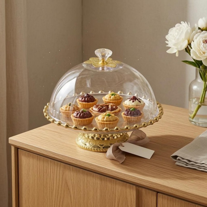 Glass Do & I Cake Stand Round Covered Cake Stand High Clarity gallery