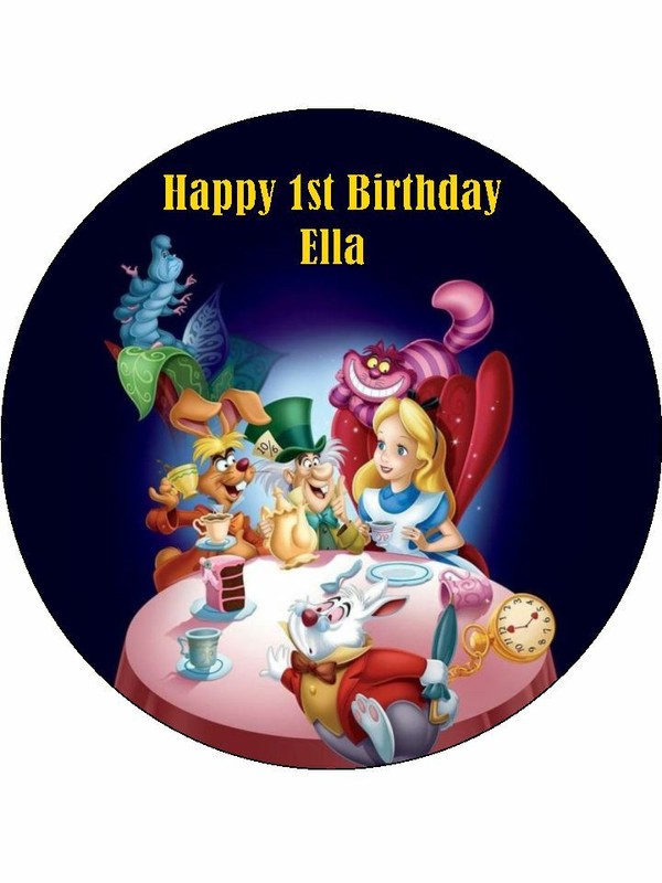 Alice In Wonderland Edible Cake Toppers Icing Birthday Cake Decoration (2 Sizes) gallery