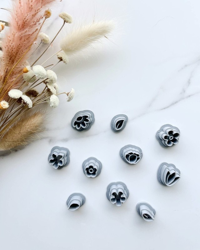 Polymer Clay Cookie Cutters – The Clayful Co Mini Floral Flower Stud Pack Set... gallery
