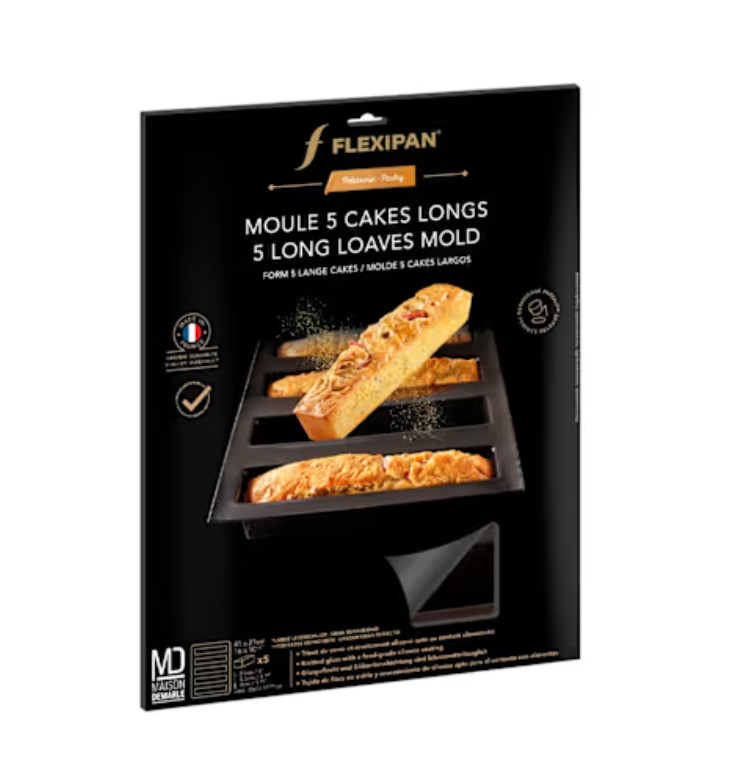 Demarle FP-02249 5 Cavity Long Cake Half Size Flexipan New gallery