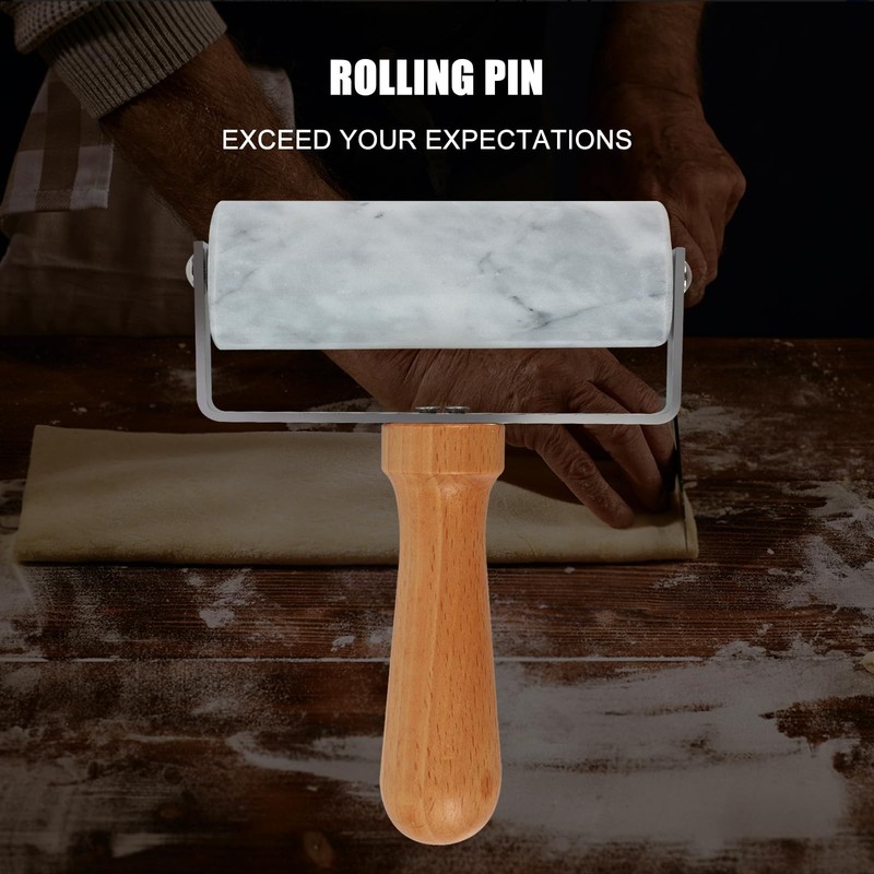 Smooth Surface Marble Rolling Pins for Baking,Dough Roller with T-Type,Pastry... gallery