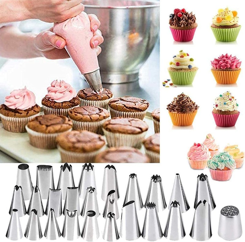 Icing Nozzles Set Cake Decorating Stainless Steel Piping Reusable Bag Baking gallery