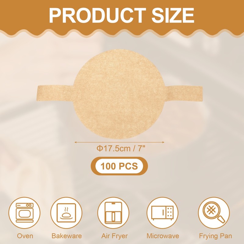 7" Round Baking Paper (Wood, 100pcs) gallery