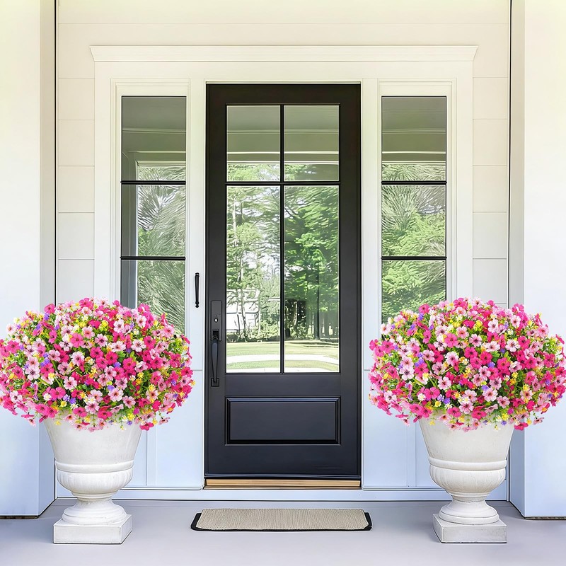 BLEUM CADE 12 Bundles Artificial Flowers for Outdoors, UV 12 Pack, Mixed Pink gallery