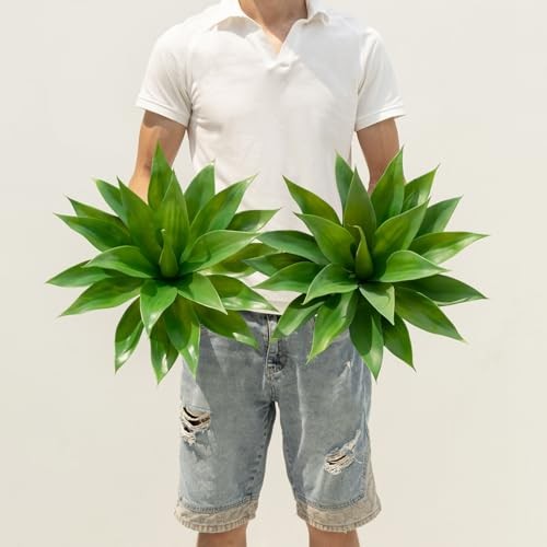 Artificial Agave Plants,Large UV Resistant Fake Agave Planters for 18″green