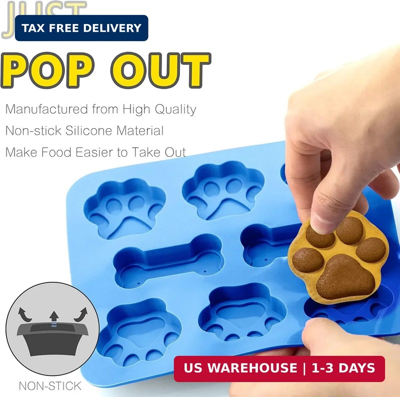 3 Pack Silicone Molds with Puppy Dog Paw and Bone Shaped 2 in 1, Reusable Non-St gallery