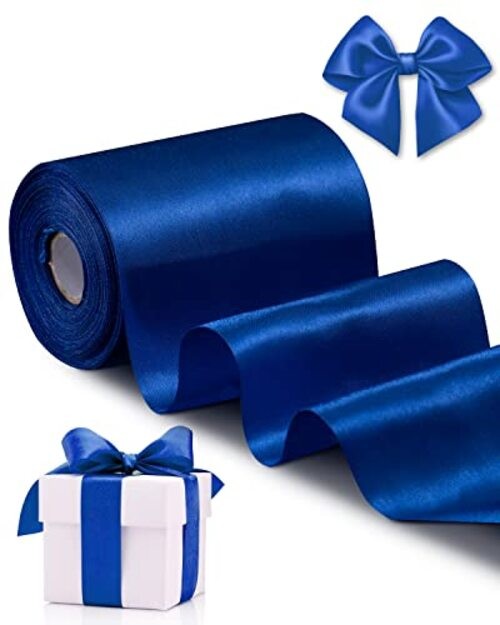 Satin Ribbon Wide for Grand Opening Business Cuttings 4 Inch x 22 yd Blue gallery