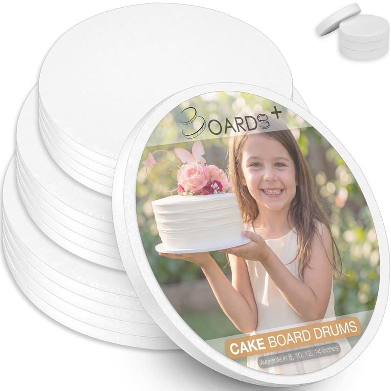 10 Pack Round Cake Drums 8 10 12 Inch 1/2″ Thick Cardboard Circles Prop Kit
