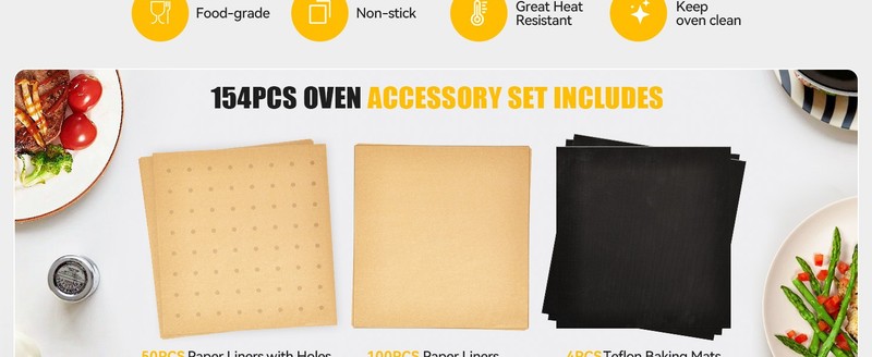 154PCs Paper Liners patible with CHEFMAN Multifunctal Digital Air gallery