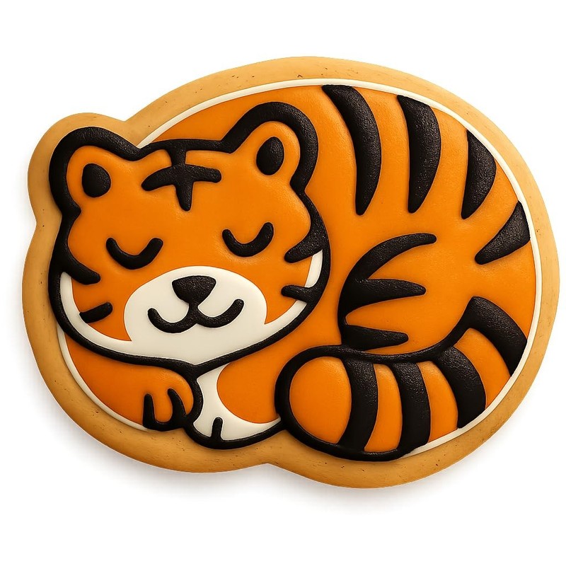 Sleeping Tiger Cookie Cutter & Stamp - 4x3.3 Fun Kitchen Baking gallery
