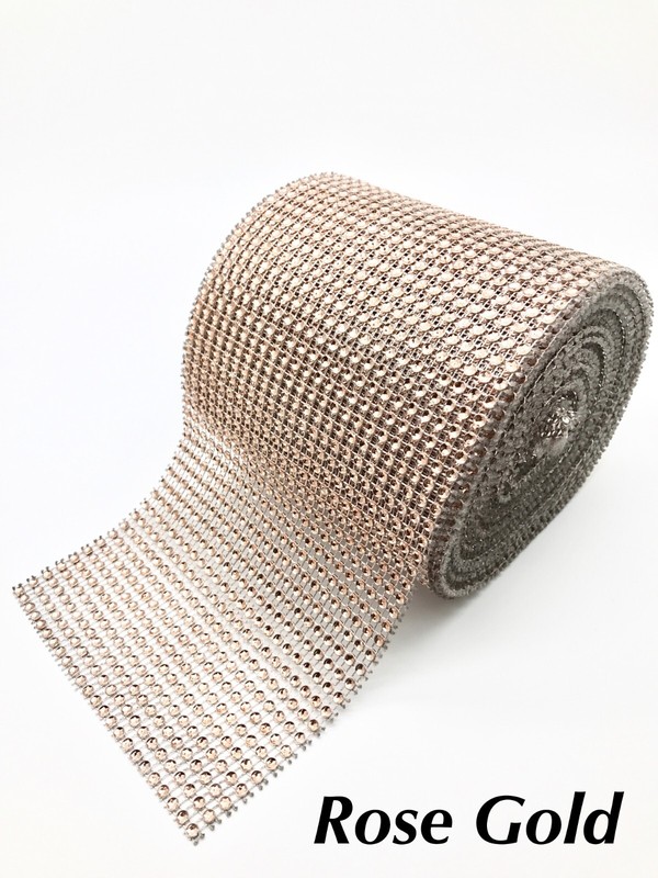 Rose Gold Diamante Effect Rhinestone Ribbon Cake Trim Sewing Bridal Clothing