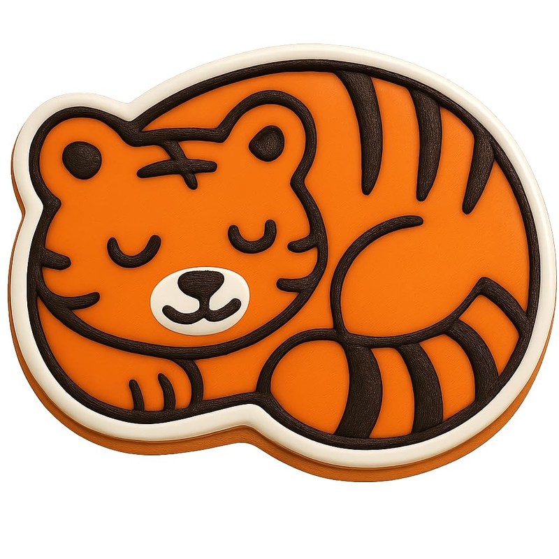 Sleeping Tiger Cookie Cutter & Stamp - 4x3.3 Fun Kitchen Baking gallery