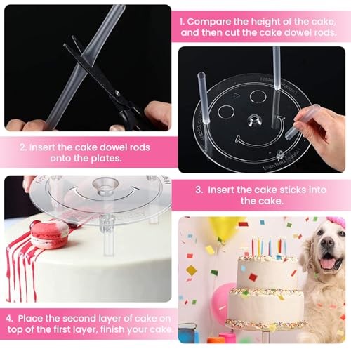 Cake Pin Sticks Set, 16 Pieces Plastic Cake Sticks Support Rods with 4 Cake gallery