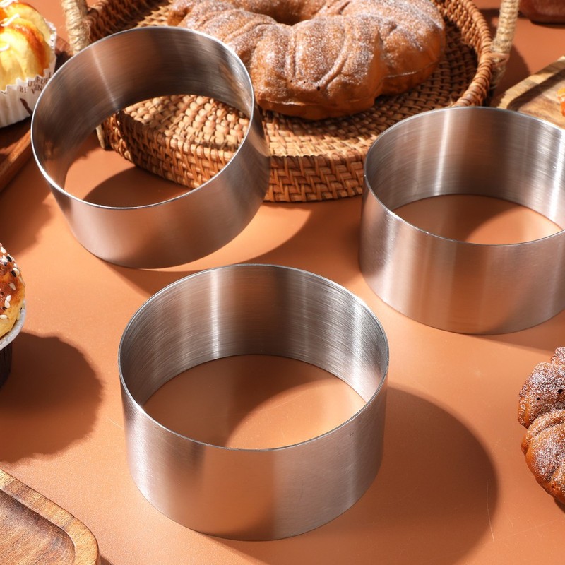 4Pcs Silver Stainless Steel Reusable Cake Cutters Mousse and Cookie Tools gallery