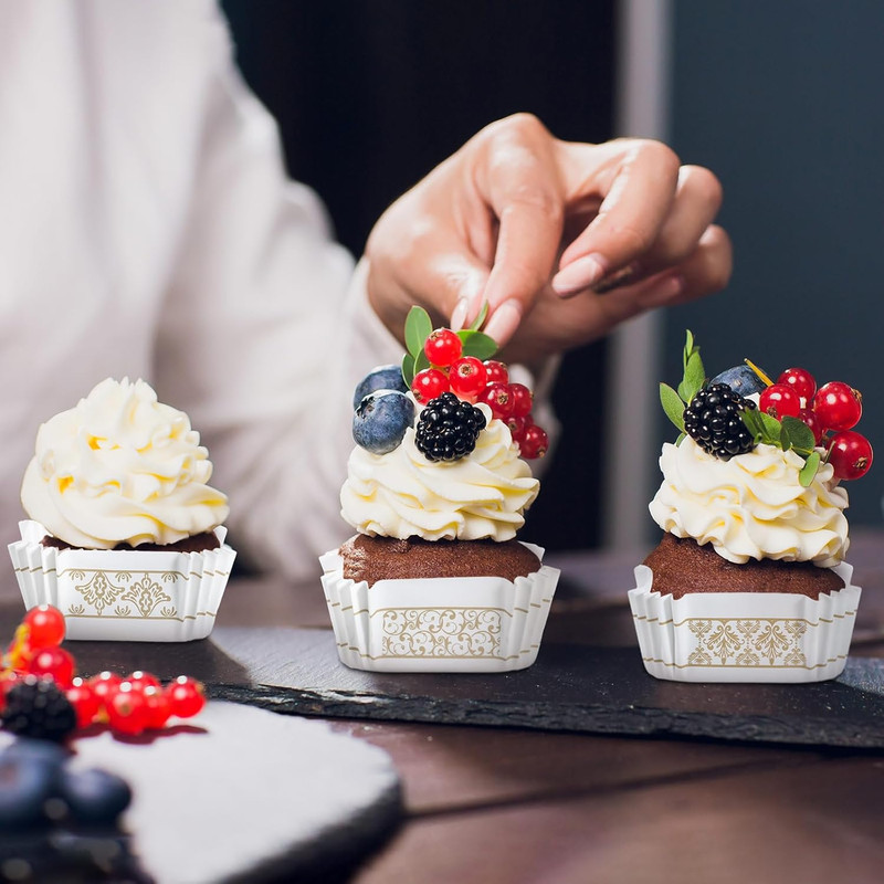 300 Pcs Square Cupcake Liners 2.36 Inches Dessert Liner Paper Square Baking Cups gallery