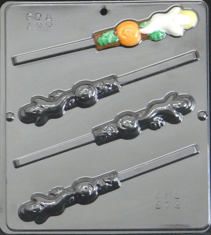 Ghost & Jack O Lantern Pumpkin Lollipop Chocolate Candy Mold Halloween 972 NEW
