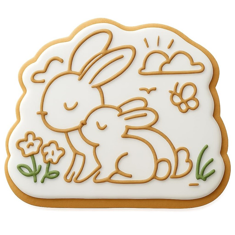 Mom and Bunnies in Spring Cookie Cutter & Stamp – 4×3.6 Fun Kitchen Baking