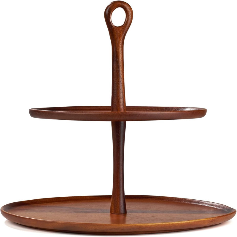 Portables Wood Tiered Dessert Stand | 2-Tier Cupcake Stand | Serving Tray for Co gallery