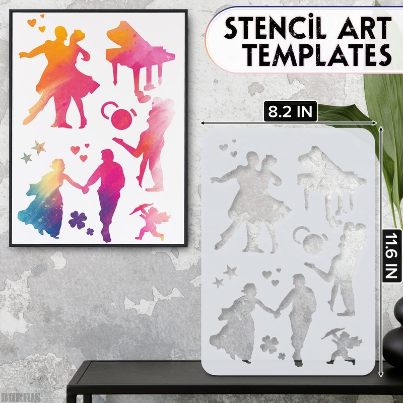 12Pcs Drawing Stencils for Painting on Wood - Large Stencils for Painting on ... gallery