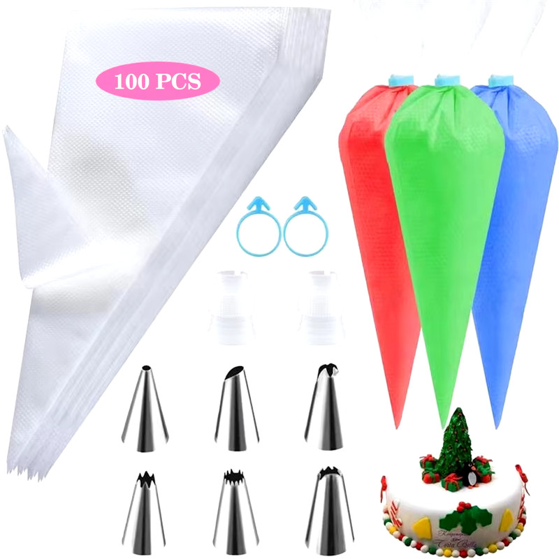 Silicone Piping Bags and Tips Set Cake DIY Decorating Kit with Stainless Steel N gallery