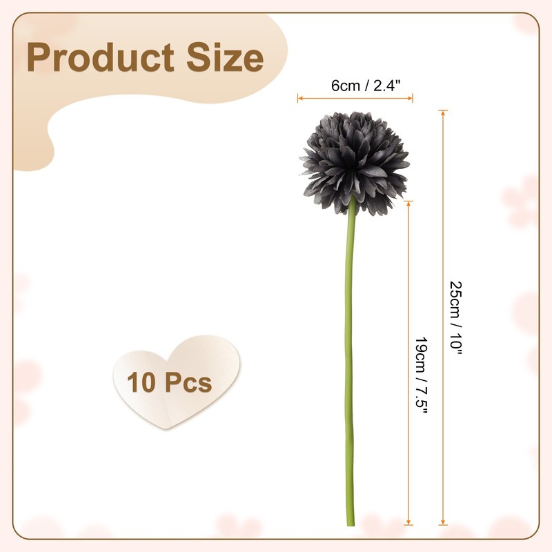10pcs Artificial Chrysanthemum Ball Flowers Faux Mum Flower Bouquet, Grey gallery