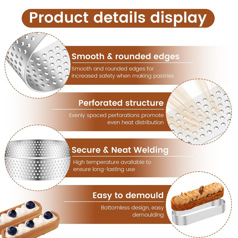12 PCS 4 Inch & 5.1 Inch Stainless Steel Tart Rings, Nonstick Perforated Tart... gallery