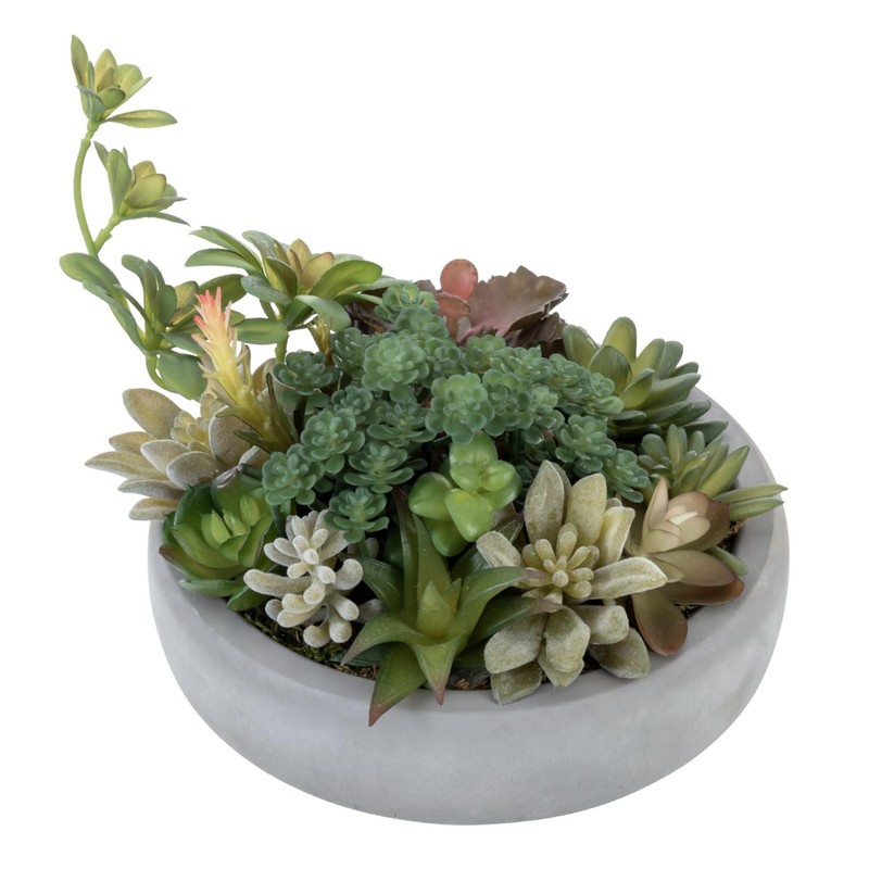 Mygift Assorted Indoor Fake Plants Artificial Succulent Arrangement In Round