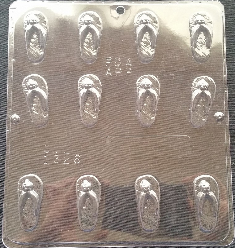 Bite-Sized Flip Flops Chocolate Plastic Candy Soap Mold CML 1326