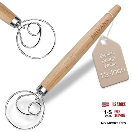 Danish Dough Whisk, Sourdough Bread Whisk with 13-inch Danish Whisk Single Loop