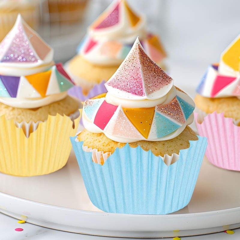 300Pcs Flower Cupcake Liners Pastel Floral Baking Cups Pink Purple Blue Green... gallery