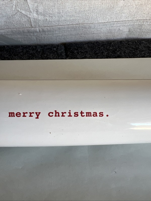 Rae Dunn Red Ceramic Merry Christmas Rolling Pin Large Heavy 19” gallery