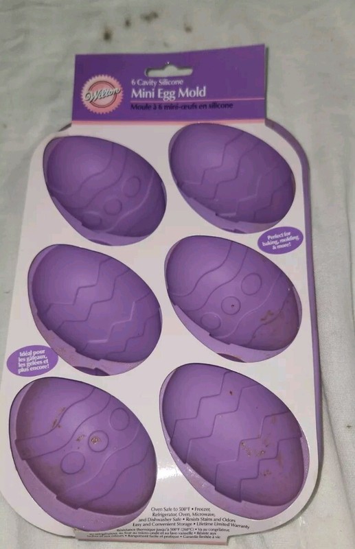 Wilton Mini Egg 6 Cavity Silicone Mold Easter Purple Unused