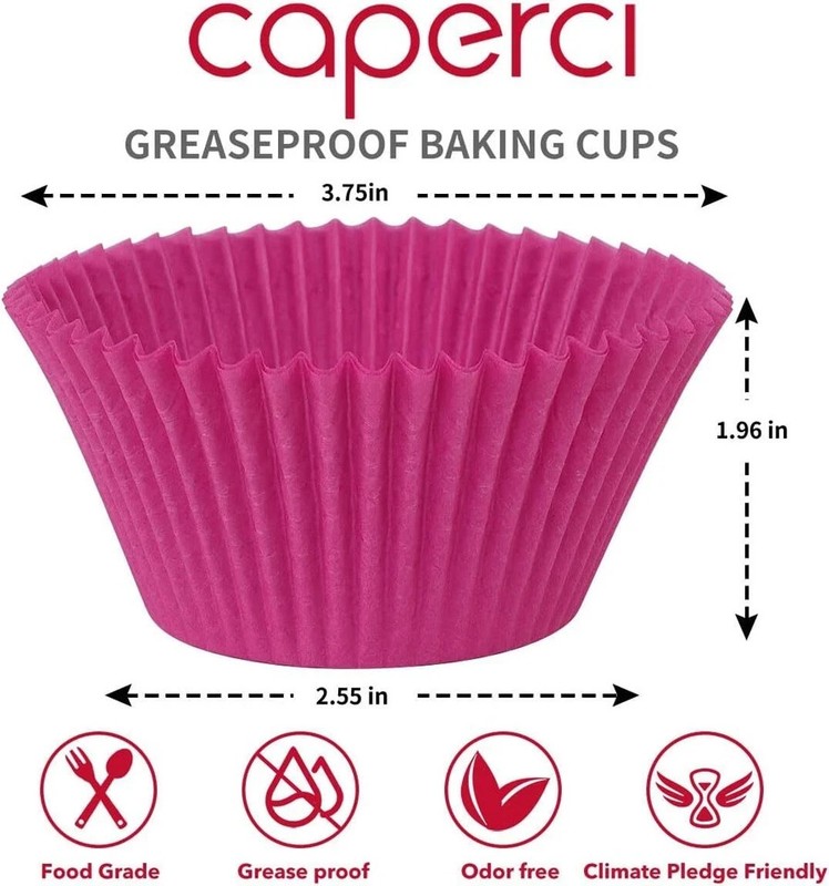 Caperci Bright Rainbow Jumbo Cupcake Liners Extra Large Muffin Baking Cups 300-C gallery