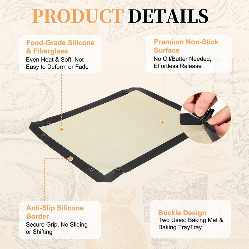 Silicone Baking Mats, 16.5 x 11.6Inch Reusable Silicone Baking Mat Sheet, Black gallery
