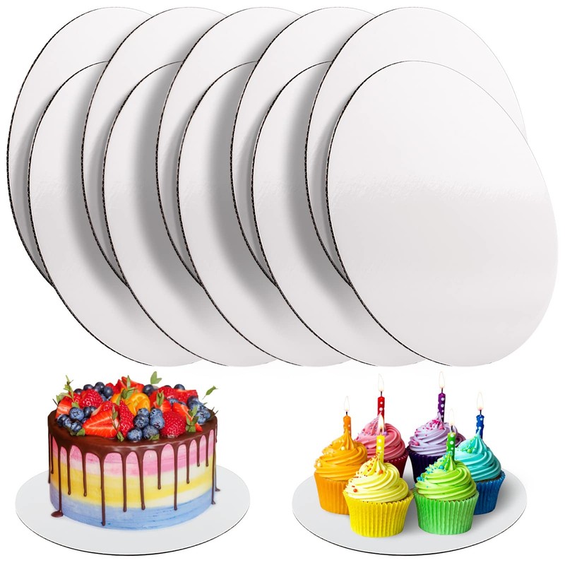 10 PCS Cake Boards White 10 Inch Round Food-Grade Cardboard Base Waterproof