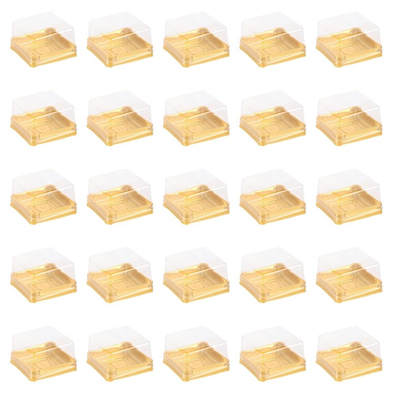150 Pack Single Clear Plastic Mooncake Box with Transparent Lids, Square Moon…