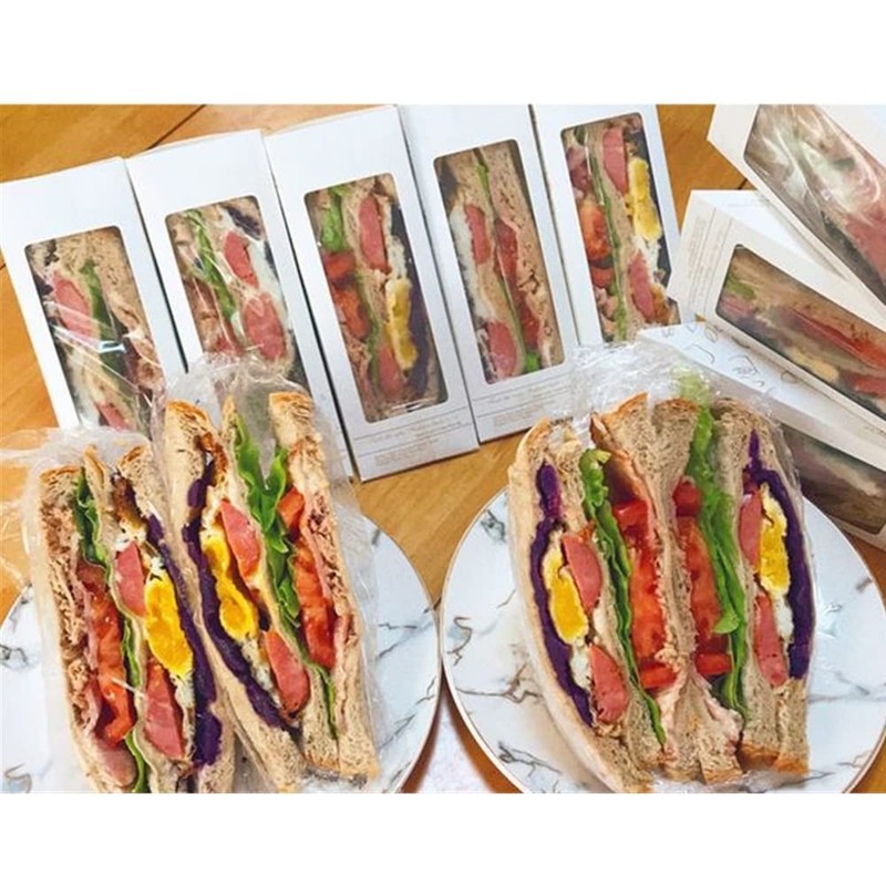 100 Pcs Sandwich Box,Sandwich wedge eco-friendly takeaway box with window dis... gallery