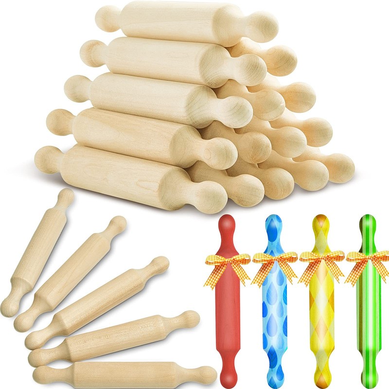 Wooden Mini Rolling Pin Long Kitchen Baking Small Dough Rolling Pin for Child…