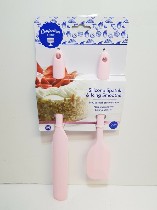 CONFECTION STAND SET OF 2 COTTON CANDY PINK SILICONE SPATULA AND ICING SMOOTHER