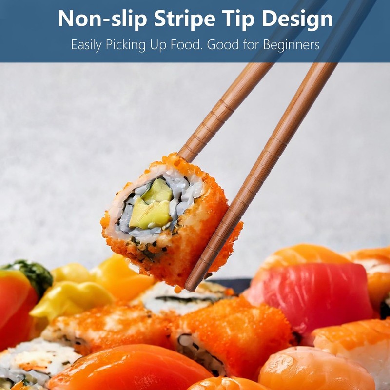 5 Pairs Bamboo Chopsticks Reusable Chop Sticks Japanese Style Bamboo Chopstic... gallery