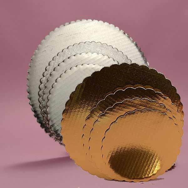 Lot of 5 Cake Board Gold/Silver 8″ Round Circle Decorating Sturdy Tiered Layer