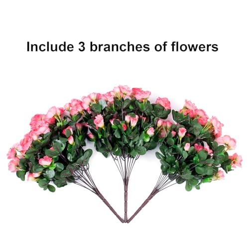 Artificial Faux Outdoor Flowers Plants for Spring Summer Decoration, Dark Pink gallery
