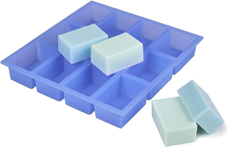Thick Rectangle Silicone Soap Mold 4oz, 12 Bar for Blue