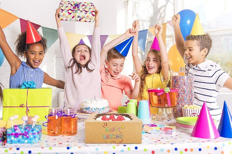 Brown 10x10x5 Auto Pop Bakery Cake Boxes with Window 25 Pack gallery