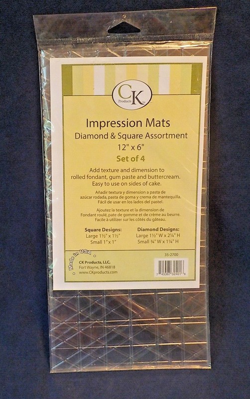 4 Piece Cake Craft IMPRESSION MATS Diamonds & Squares Fondant Gum Paste NEW ~
