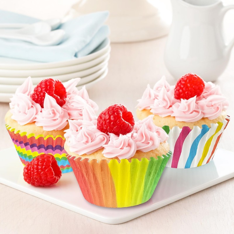 300 PCS Jumbo Cupcake Muffin Liners Rainbow Large Baking Cup Cake Wrappers gallery