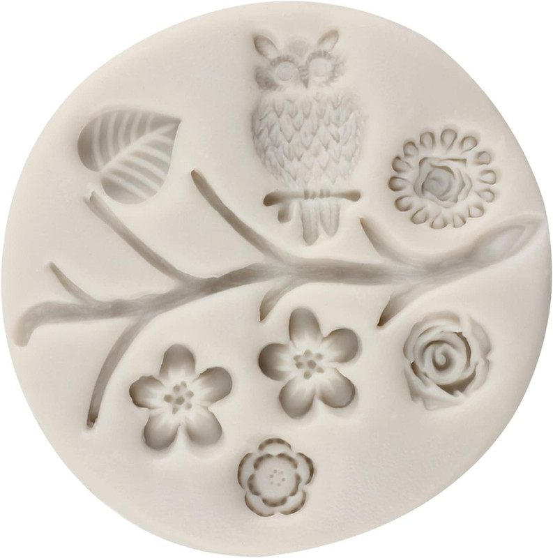Silicone Molds Owls Tree Branch Fondant Mold Flower Leaves Silicone Molds for Ca gallery