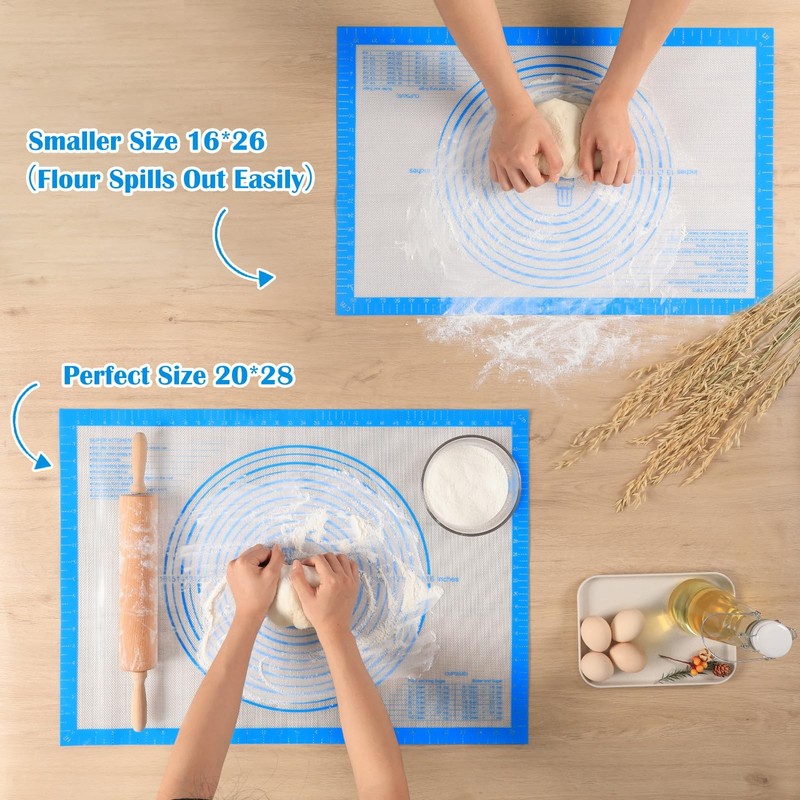 Nonstick Silicone Pastry Mat Extra Large with Measurements 28"L x 20"W, Blue gallery