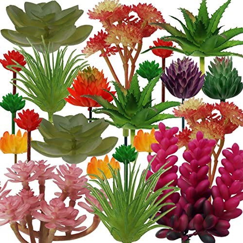 22pcs Colorful Fake Succulents, Mini Artificial Colorful Succulents 22pcs